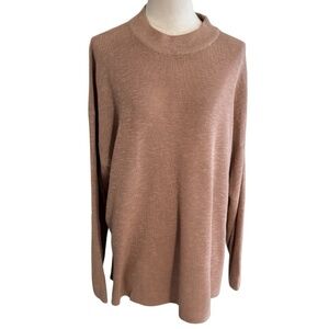 FREE PEOPLE BEACH FP Cozy Tan Brown Knit Sweater Oversized Sz S Relaxed Fit M L